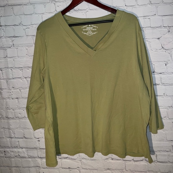 avenue ultimate V-Neck green shirt size 26/28 - Picture 2 of 4